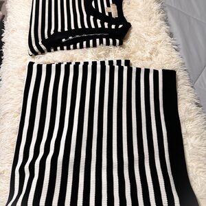 Michael Kors Black and White Striped Midi Co-Ord Set
